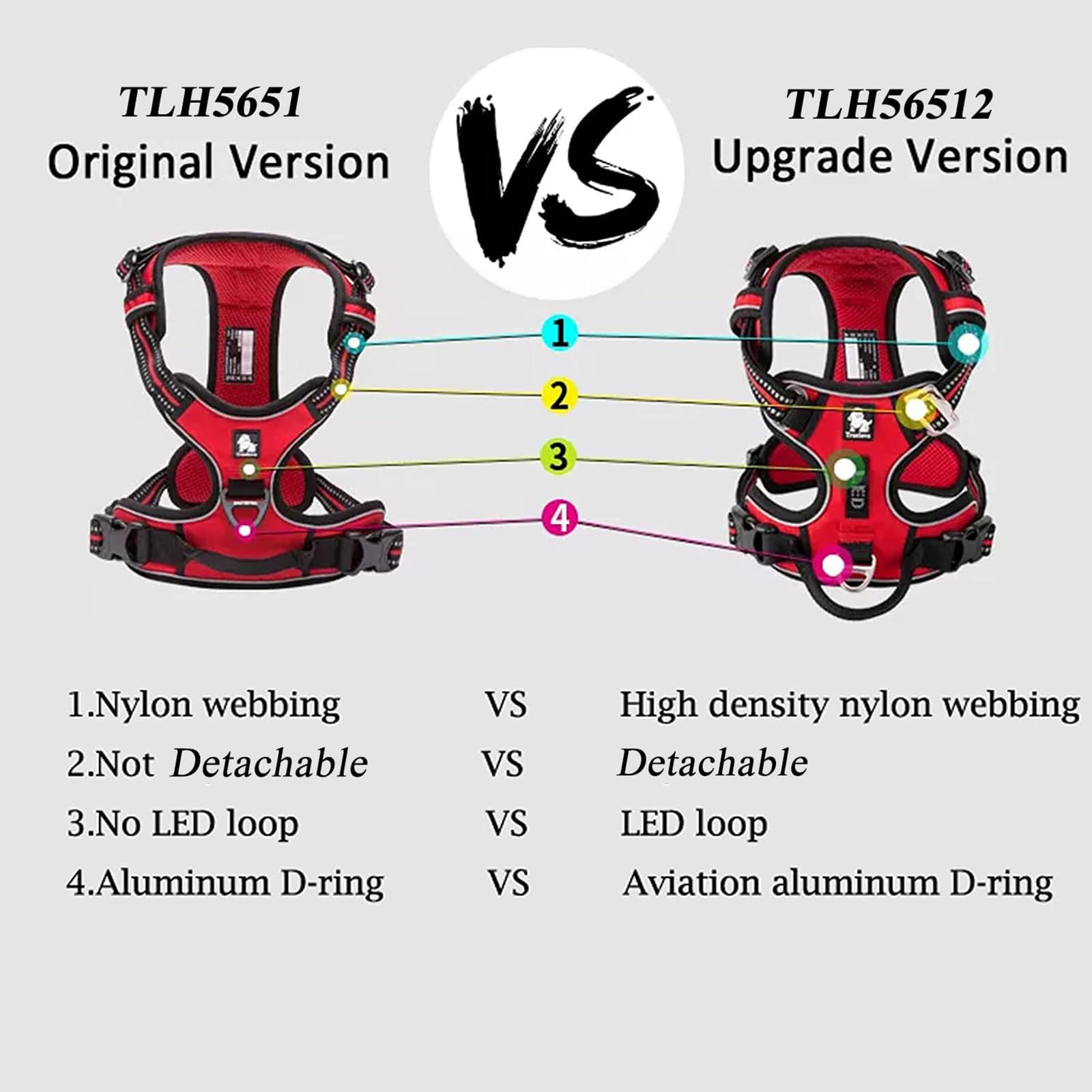 True Love Dog Harness No Pull Nylon Reflective Pet Harness Adjustable Comfortable Control Step-In Brilliant Colors Truelove Tlh5